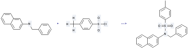 The 2-Naphthalenamine,N-(phenylmethyl)- can react with Toluene-4-sulfonyl chloride to get N-Benzyl-4-methyl-N-naphthalen-2-yl-benzenesulfonamide